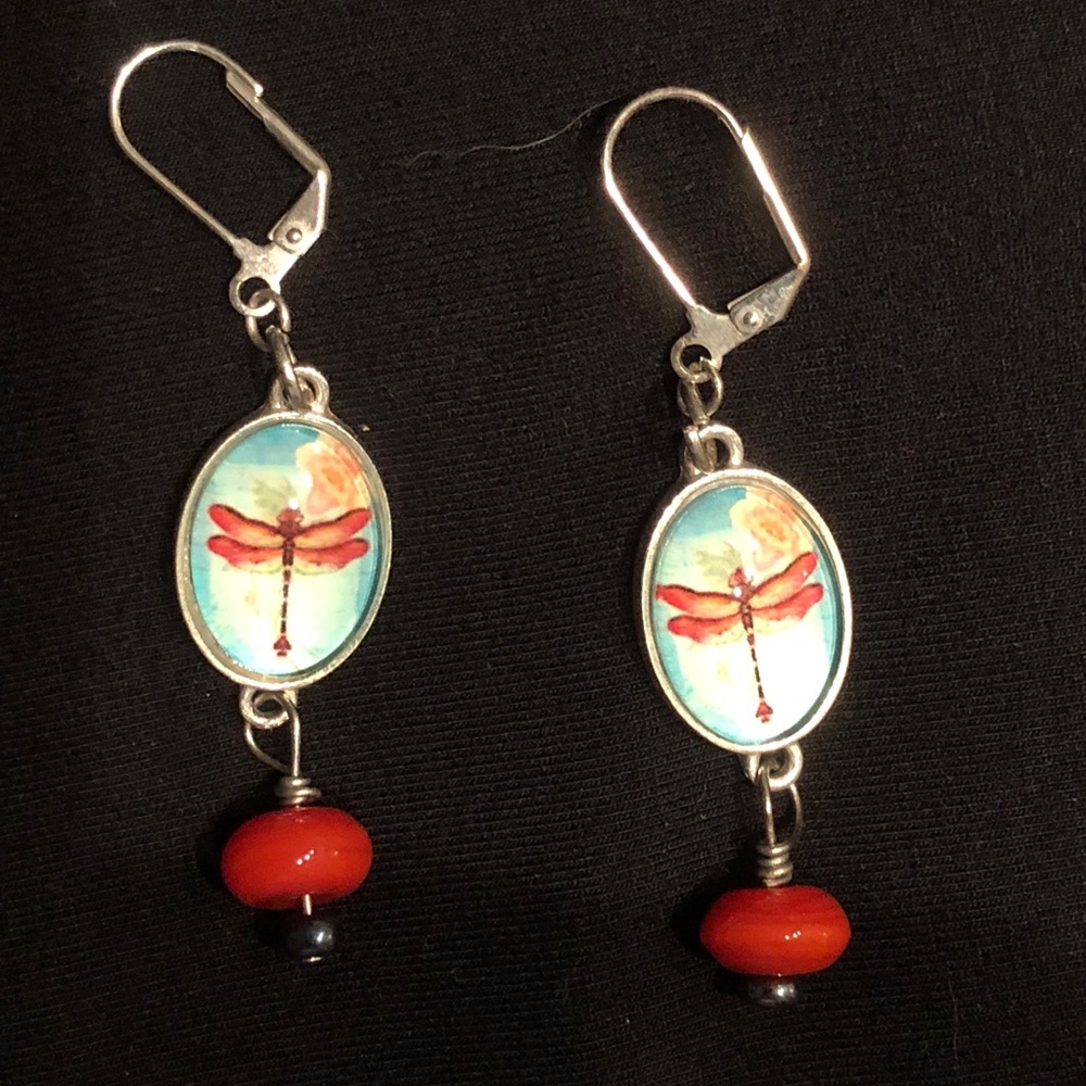 Hand made dragon fly earrings